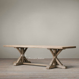 美式乡村老松木家具会议桌长方形组装餐桌 工作台 长桌 长条桌