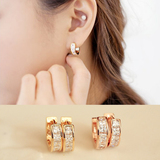 韩国可爱耳圈锆石小耳扣韩版时尚女气质14K玫瑰金耳钉耳环包邮
