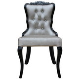 新古典椅子 欧式实木雕花餐椅 酒店皮面拉扣椅 售楼处家具洽谈椅
