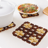 加厚方形镂空竹制碗垫隔热垫 厨房防烫碗盘垫餐垫 茶杯垫防滑垫