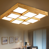 实木吸顶灯卧室灯温馨简约 木质中式灯具北欧宜家led客厅灯长方形