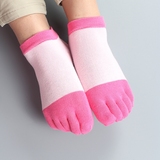 双色五指袜女全棉 四季纯棉运动创意透气夏短筒五趾袜秋款拼色
