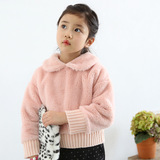 2015韩国儿童装冬款加厚 女童羊羔毛外套中大童短款 童棉衣