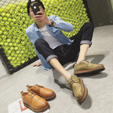 夏季韩版潮流雕花巴洛克松糕鞋男士皮鞋英伦系带厚底透气休闲鞋子