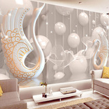 大型定制壁画3d立体仿陶瓷天鹅电视墙壁纸4D简约客厅沙发背景墙纸
