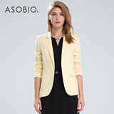 ASOBIO 2015夏季新款女装 商务通勤修身亚麻长袖西装 4522454448