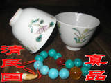 ◣漱玉斋◢清民国古董瓷器四季花茶酒杯|老瓷器保真包老|青花粉彩