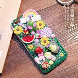 大美妞iphone6s4.7寸 阿拉蕾彩虹龙猫女孩奶油手机壳定制成品潮女
