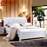 意特尔 单人床1.2米橡木床 白色实木床双人床1.5米简约全实木床