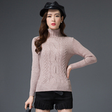 冬季新款通勤高领毛衣女士套头短款羊绒衫加厚修身羊毛针织打底衫