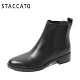 STACCATO/思加图冬季牛皮/弹力布中跟短靴优雅女靴9SM01CD4