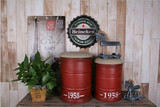 欧式美式复古创意油桶型收纳凳 铁艺圆桶储物凳 坐凳 套二
