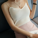 夏季女装新品韩版修身竖纹针织打底衫性感显瘦简约细吊带背心女