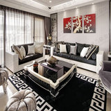 欧美式新古典复古黑白时尚地毯客厅茶几沙发卧室床边榻榻米垫定制