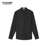 viishow2016春装新款长袖衬衫 欧美时尚修身衬衫男 纯色衬衣打底