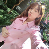 2016春秋装新款韩版女装甜美粉色中长款气质修身风衣长袖外套薄款