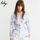 Lily2016春新款女装印花长袖修身显瘦通勤欧美衬衫115110H4501