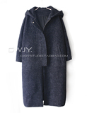 GWJY韩国设计师定制超长羊毛呢廓形连帽男朋友风OVERSIZE大衣外套