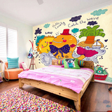 儿童房间壁纸背景墙布无纺布卧室卡通墙纸幼儿园大型壁画大象海豚