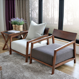 实木北欧休闲扶手椅现代简约风格 靠背软包椅子单人沙发椅设计师
