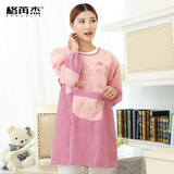 纯棉可爱卡通猫韩版时尚罩衣反穿衣老师长袖套围裙反背衣厨房围裙
