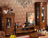 欧式豪华别墅客厅家具组合 实木雕刻新古典酒柜茶几 欧式电视柜