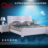 榆木床全实木 1.8米白色床简约现代中式床储物婚床卧室床开放漆床