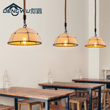 灯屋 美式乡村餐厅吧台灯具北欧简约创意酒吧咖啡厅单头布艺吊灯