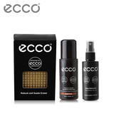 ECCO爱步鞋油鞋刷套装 磨砂皮双面鞋刷 黑色无色皮革护理剂 xh2