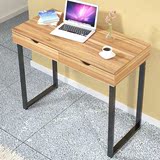 热卖家用简单办公台式笔记本电脑桌带抽屉铁架木板组装拼接工作写