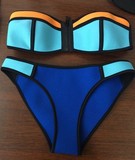 2016新款维多利亚性感的秘密bikini游泳衣氯丁橡胶拼色抹胸比基尼