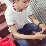 春款男装 男士短袖T恤 春季新款韩版修身青年纯色圆领潮T 打底衫