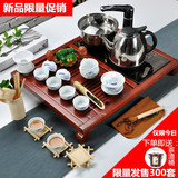 小号茶具套装实木茶盘电磁炉四合一体茶盘玻璃茶具装功夫茶具茶海
