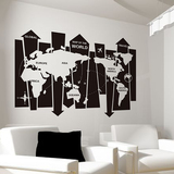 大型墙贴纸贴画书房办公室公司墙壁装饰世界地图简约木板抽象个性