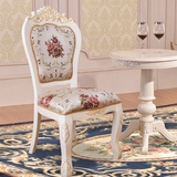 欧式布艺象牙白色餐椅实木软包酒店简约靠背椅子凳子影楼美甲休闲