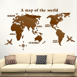 沙发背景墙3D亚克力世界地图水晶立体墙贴地球办公室励志儿童房