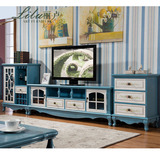 【丽卢】美式乡村地中海做旧彩绘手绘电视柜装饰柜客厅配套家具