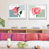 电表箱推拉装饰画配电箱遮挡无框壁画客厅现代简约粉红色玫瑰花卉