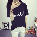 2016夏季新款韩版字母印花T恤女宽松显瘦短袖体恤学生半袖上衣服
