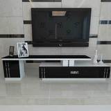 新款黑白色现代简约伸缩钢化烤漆玻璃大小户型客厅电视柜组合家具