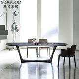 北欧创意餐桌椅组合现代简约时尚黑橡木吃饭桌子圆形简易家用家具