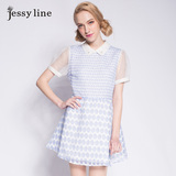jessy line韩系小香风连衣裙 杰茜莱修身显瘦波点短袖夏短裙