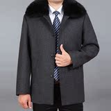 冬季中年男士加绒加厚夹克中老年男装外套翻领冬装爸爸装獭兔毛领