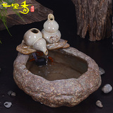 陶瓷流水摆件复古喷泉加湿器招财鱼缸风水球轮家居客厅开业礼品