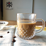 ledo欧式咖啡杯玻璃杯创意简约牛奶杯水杯红茶拿铁杯餐饮杯子家用