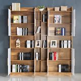 北欧书柜 现代简约板式书架 置物架储物柜带门组合书柜书橱 2米