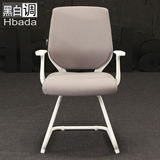 黑白调 小巧布艺电脑椅 家用弓形办公椅 人体工学护腰职员椅特价