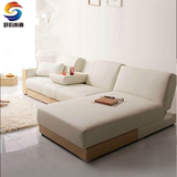 日式沙发床 多功能布艺沙发带抽屉皮艺沙发折叠贵妃可储物沙发床