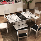 小木屋 电磁炉餐台 可伸缩餐桌椅组合 钢化玻璃餐桌 折叠餐桌