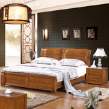 全实木榆木床1.8米双人床卧室家具老榆木家具现代中式实木床婚床